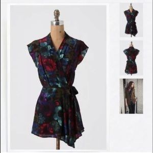 Fei watercolor wrap silk top